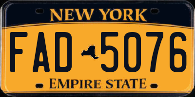 NY license plate FAD5076