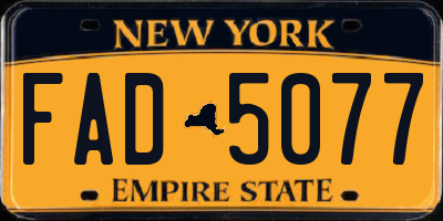 NY license plate FAD5077