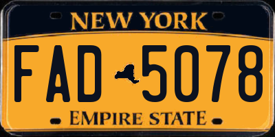 NY license plate FAD5078