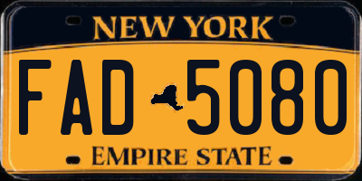 NY license plate FAD5080