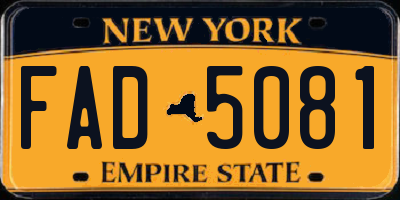 NY license plate FAD5081