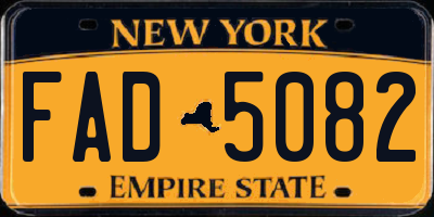 NY license plate FAD5082