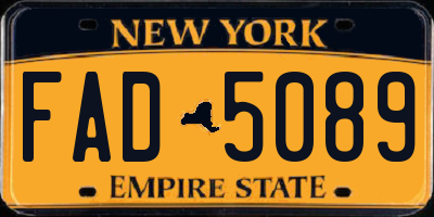 NY license plate FAD5089