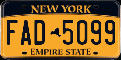 NY license plate FAD5099