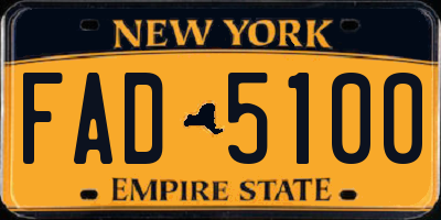 NY license plate FAD5100