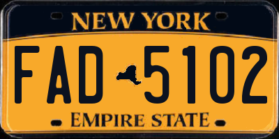 NY license plate FAD5102