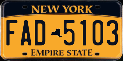 NY license plate FAD5103