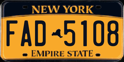 NY license plate FAD5108