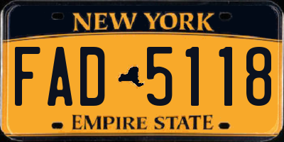 NY license plate FAD5118