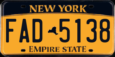 NY license plate FAD5138