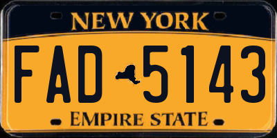 NY license plate FAD5143