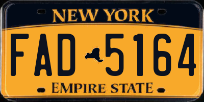 NY license plate FAD5164