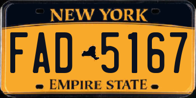 NY license plate FAD5167