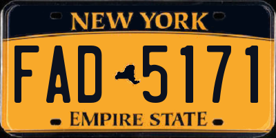 NY license plate FAD5171