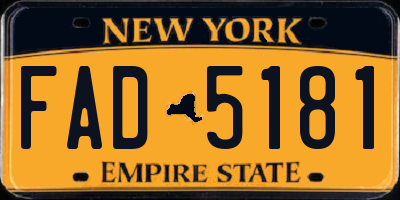 NY license plate FAD5181