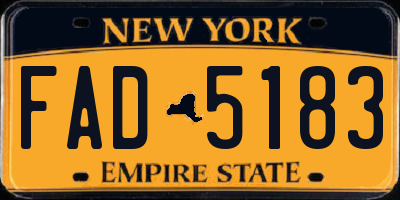 NY license plate FAD5183