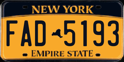 NY license plate FAD5193