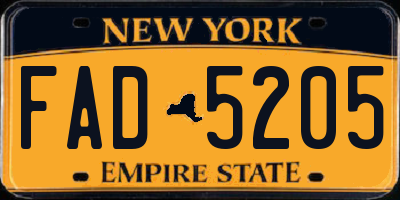 NY license plate FAD5205