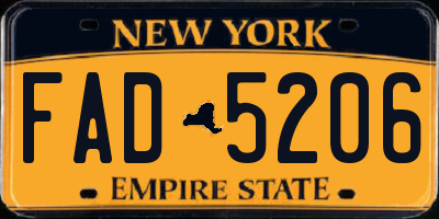 NY license plate FAD5206