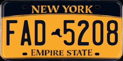 NY license plate FAD5208
