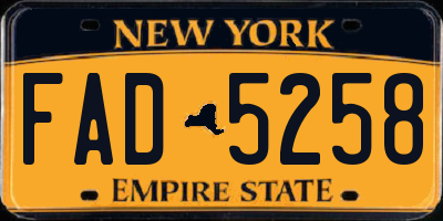 NY license plate FAD5258
