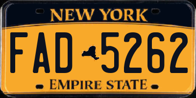 NY license plate FAD5262
