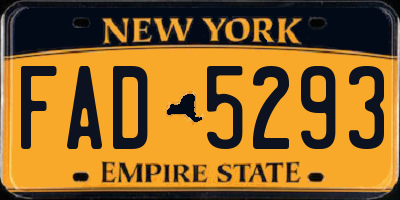 NY license plate FAD5293