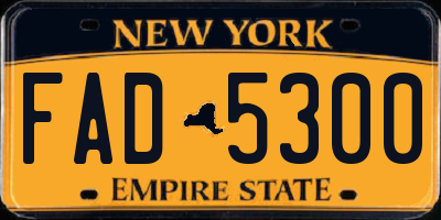 NY license plate FAD5300