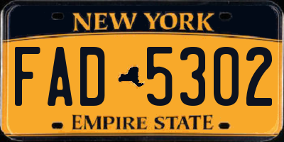 NY license plate FAD5302