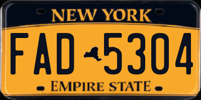 NY license plate FAD5304