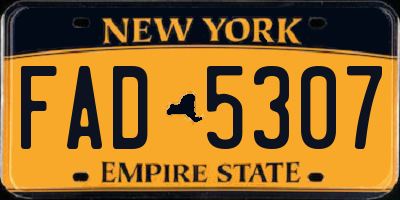 NY license plate FAD5307