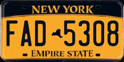 NY license plate FAD5308
