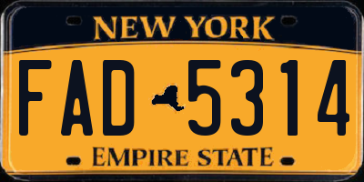 NY license plate FAD5314