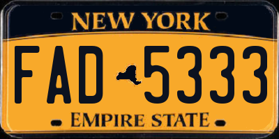 NY license plate FAD5333