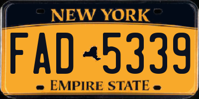 NY license plate FAD5339