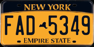 NY license plate FAD5349