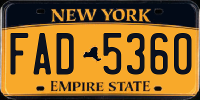 NY license plate FAD5360