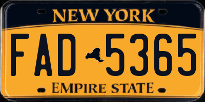 NY license plate FAD5365