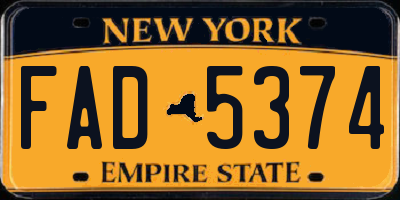 NY license plate FAD5374