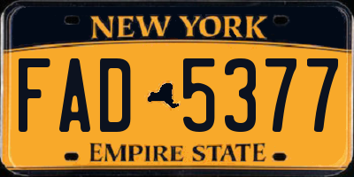 NY license plate FAD5377