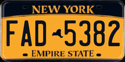 NY license plate FAD5382