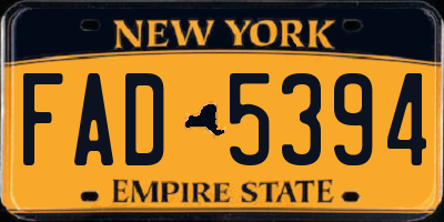 NY license plate FAD5394