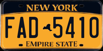 NY license plate FAD5410