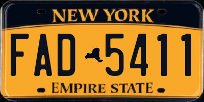 NY license plate FAD5411