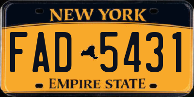 NY license plate FAD5431