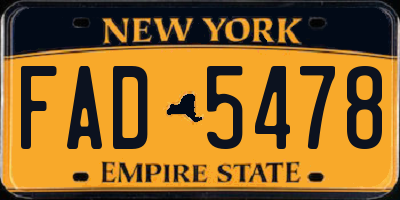 NY license plate FAD5478