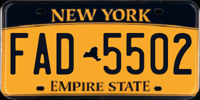 NY license plate FAD5502