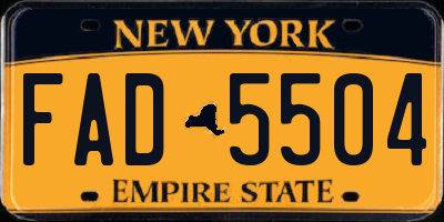 NY license plate FAD5504