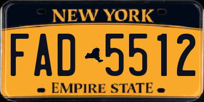 NY license plate FAD5512