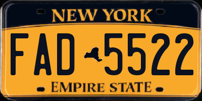 NY license plate FAD5522